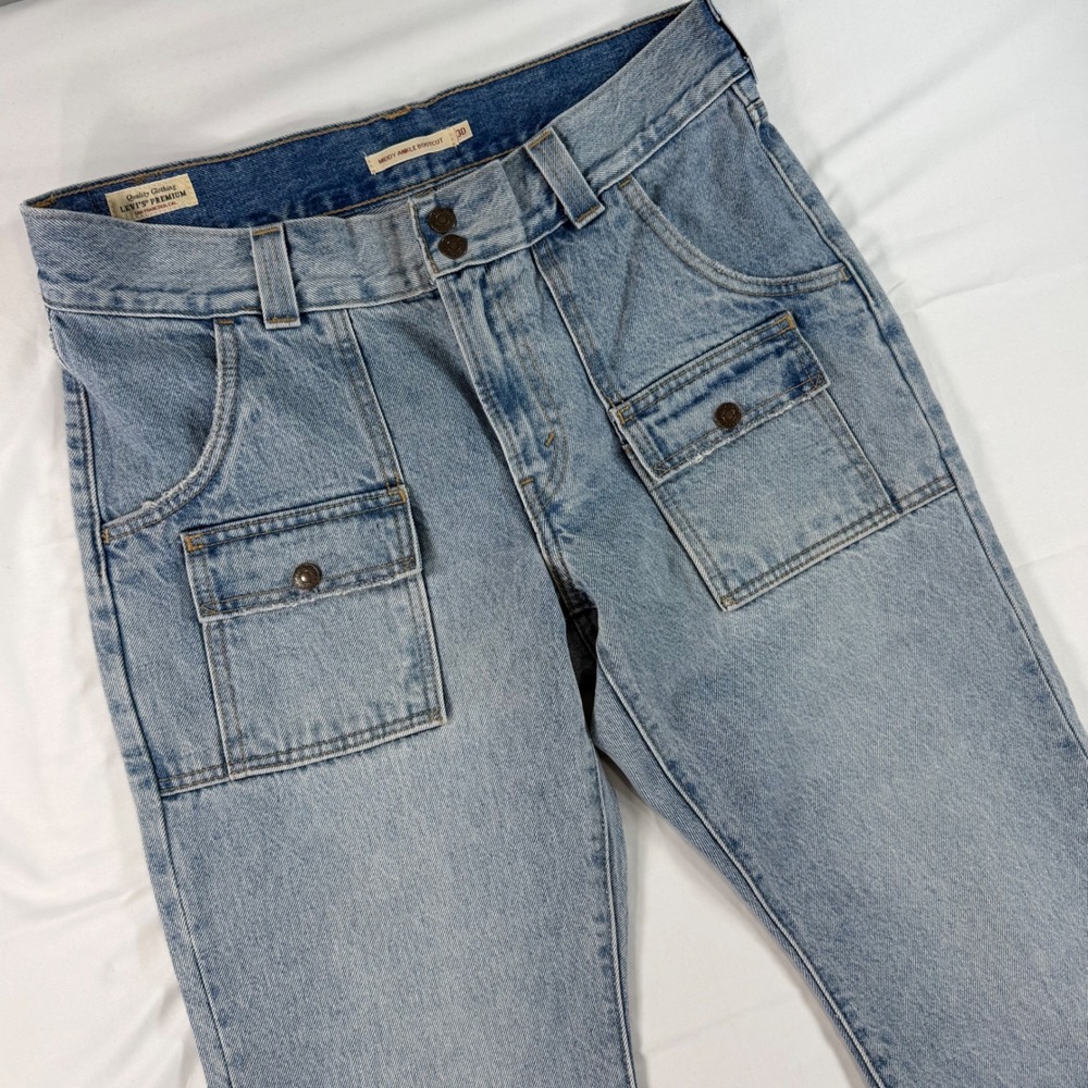 Levis Premium Middy Ankle Bootcut Jeans Womens 30 Light Wash Cargo Pocket Denim‎